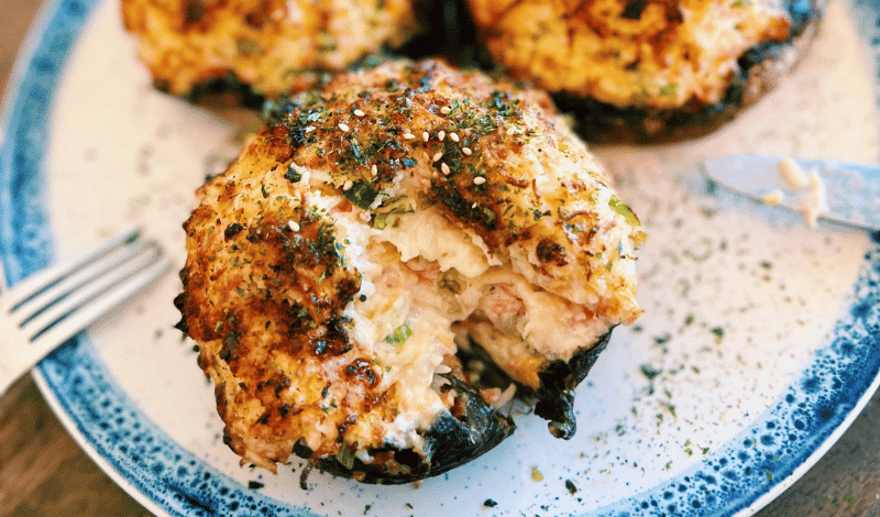 Air Fried Stuffed Portobello Mushroom