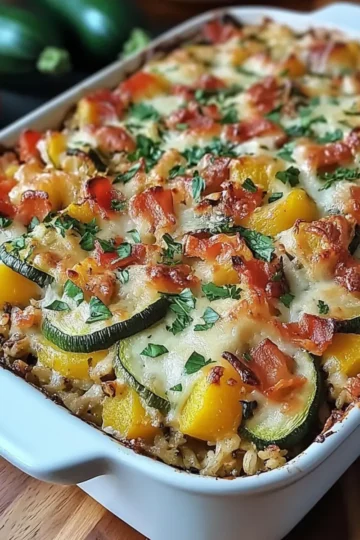 Loaded Zucchini, Squash and Rice Bake