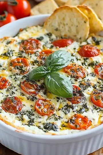 Hot Cheesy Caprese Dip