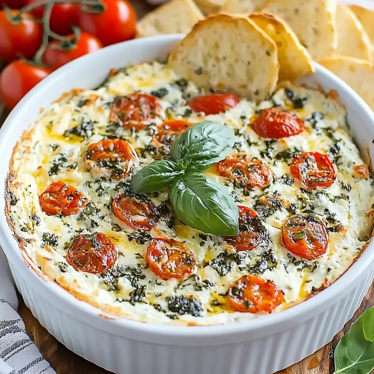 Hot Cheesy Caprese Dip