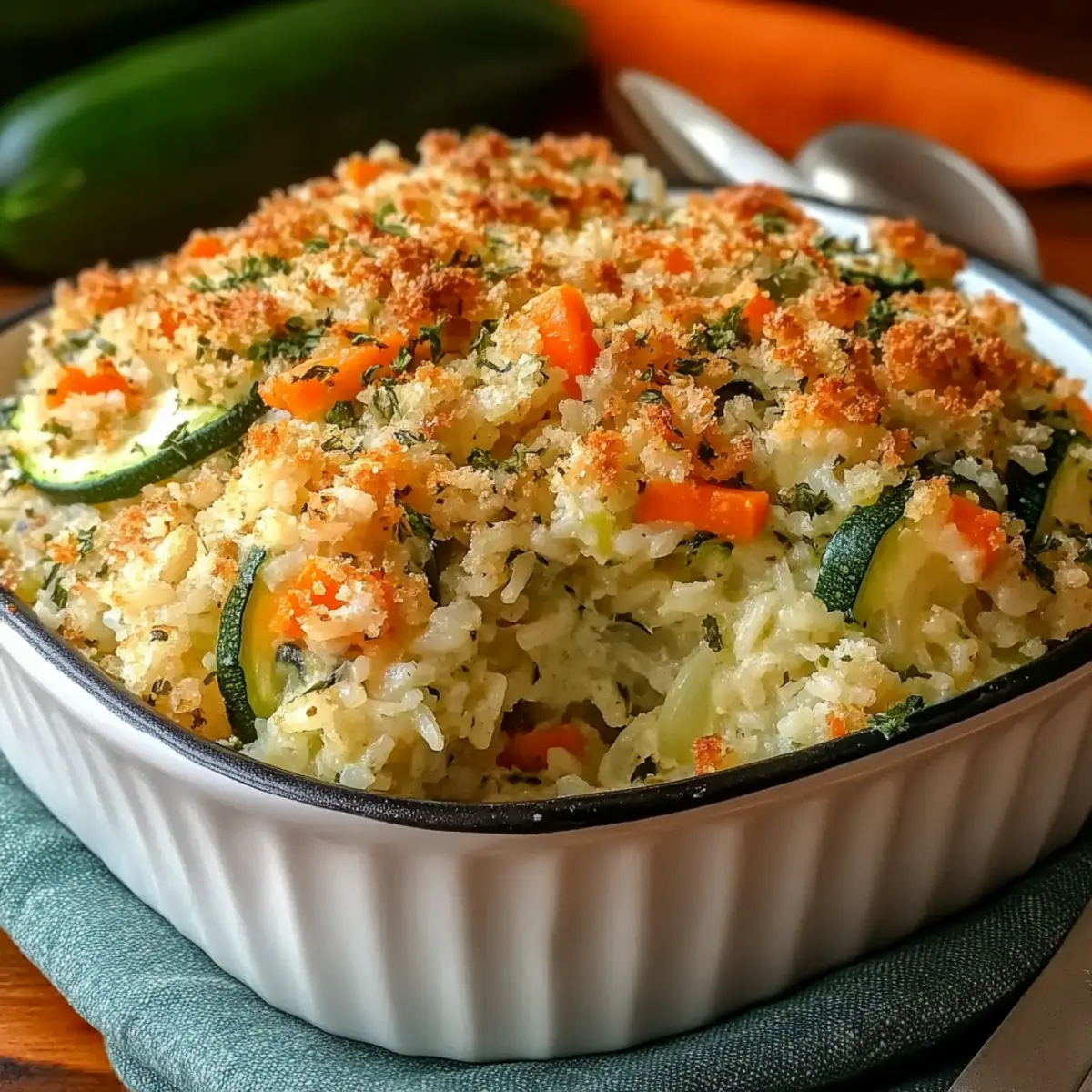 Zucchini Rice Casserole with Stuffing Mix
